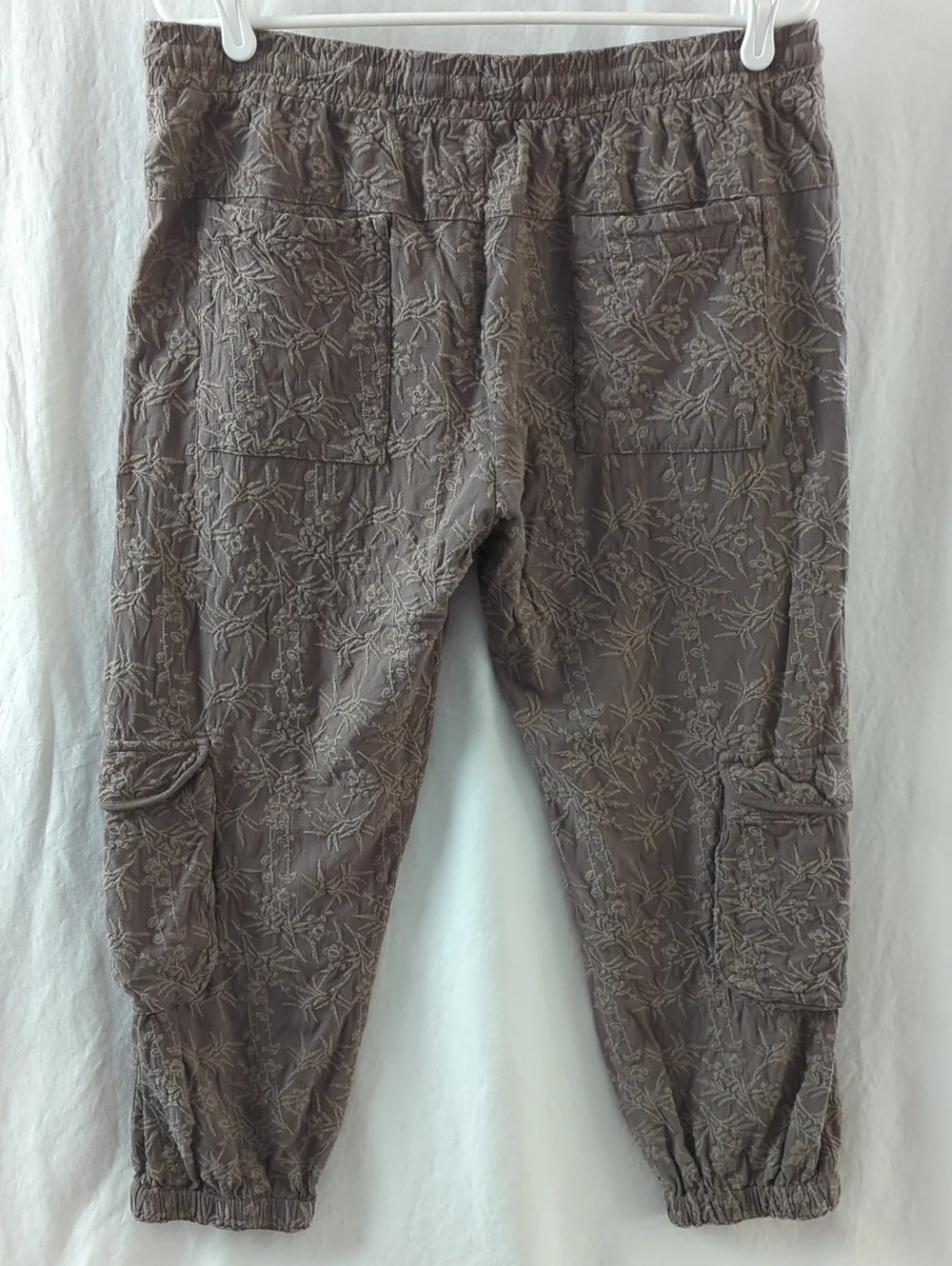 Johnny Was Pete Greta Ramble Cargo Jogger Pants Medium Gray Taupe Boho Utility - Picture 3 of 9
